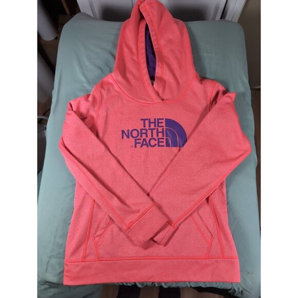 The North Face Hoodie Womens Small Pink Sweatshirt Pullover Sweater Purple Logo - Picture 1 of 12